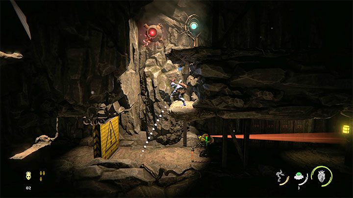 Kierujemy się na dolne poziomy kopalni zaglądając po drodze do wszystkich szafek - Oddworld Soulstorm: Uwolnienie przygwożdżonych Mudokonów, The Ruins - solucja - Oddworld Soulstorm - poradnik do gry