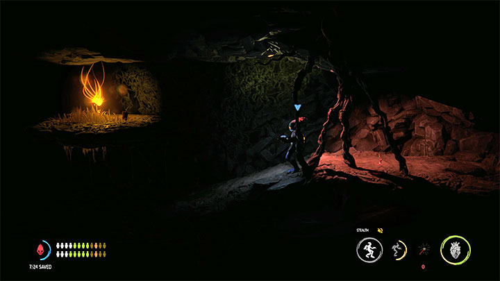 Możemy zająć się zbadaniem lewego dolnego obszaru, w którym były przed chwilą śpiące potwory - Oddworld Soulstorm: Podróż do stacji Phat, The Funicular - solucja - Oddworld Soulstorm - poradnik do gry