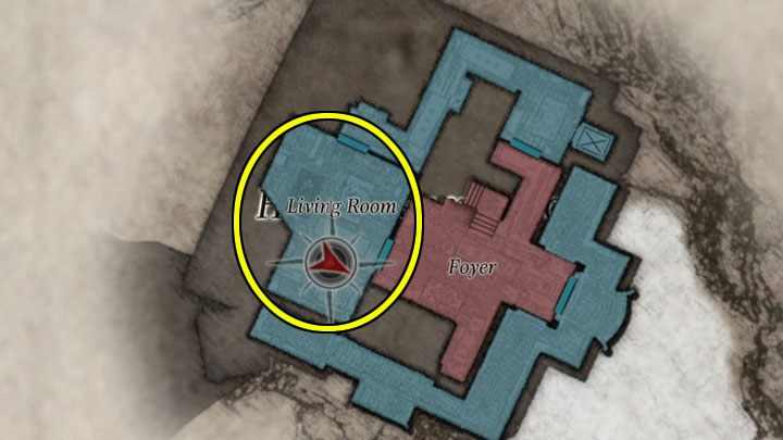 Druga kryjówka bossa to pomieszczenie dzienne Living Room zlokalizowane blisko schodów - Resident Evil Village: Donna Beneviento - boss, jak pokonać? - Resident Evil Village - poradnik do gry