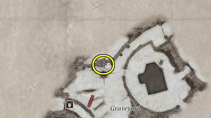 Możecie już powrócić do bramy z dwoma slotami na herby, która dla przypomnienia znajduje się na cmentarzu Graveyard - pokazują ją powyższe obrazki - Resident Evil Village: Dom Luizy/Luizas House - solucja, opis przejścia - Resident Evil Village - poradnik do gry