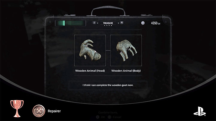 Po potwierdzeniu połączenia dwóch skarbów w jeden nowy skarb Wooden Goat odblokowane zostanie trofeum - Resident Evil Village: Repairer - trofeum/osiągnięcie, jak zdobyć? - Resident Evil Village - poradnik do gry