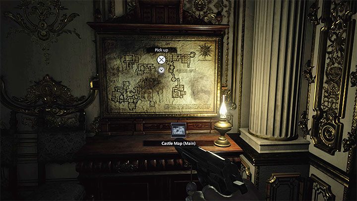 Ethan dotrze na zamkowy dziedziniec Courtyard dzięki użyciu klucza Courtyard Key na drzwiach w jadalni Dining Room - Resident Evil Village: Eksploracja dziedzińca, okolic/Castle Courtyard - solucja - Resident Evil Village - poradnik do gry