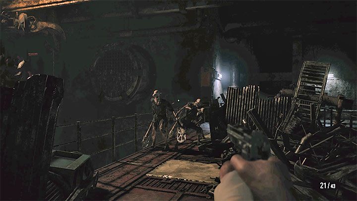 Znajdziecie się na dużym wysypisku na poziomie B5 (Disposal) fabryki - Resident Evil Village: Odblokowanie fabryki, odnalezienie Heisenberga - solucja - Resident Evil Village - poradnik do gry