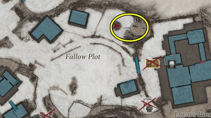 3/20 Koziołek jest do odnalezienia w północnej części pola Fallow Plot, czyli lokacji przemierzanej po raz pierwszy w drodze do domu Luizy - Resident Evil Village: Koziołki/Goats of Warding - opisy, lista wszystkich - Resident Evil Village - poradnik do gry
