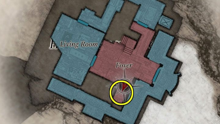 Trzecia kryjówka bossa to korytarz obok Foyer - Resident Evil Village: Pokonanie Donny Beneviento i powrót do wioski - solucja - Resident Evil Village - poradnik do gry