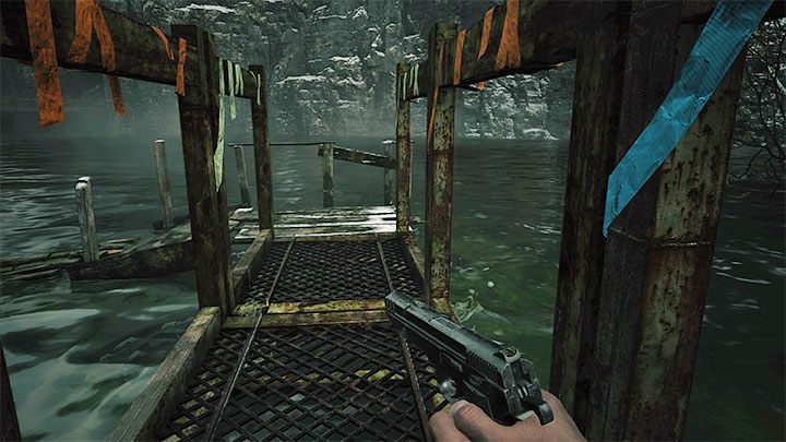 Docelowo musicie dotrzeć do białej dźwigni (obrazek 1) - Resident Evil Village: Przeprawa przez zbiornik, unikanie ryby - solucja - Resident Evil Village - poradnik do gry