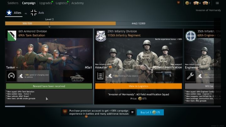Informacje o tym, kiedy zdobędziesz dany oddział znajdziesz w zakładce Campaign. - Enlisted: Czołgi i samoloty - jak odblokować? - Enlisted - poradnik do gry