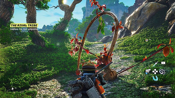 Alternatywnym sposobem pozyskiwania gotówki jest odnajdywanie roślin w kształcie obręczy (Greenleaf Plant) - przykładową pokazuje dołączony obrazek - Biomutant: Waluta Zielone/Green - jak się wzbogacać? - Biomutant - poradnik do gry