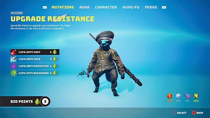 Punkty Bio alternatywnie możecie wydawać na zwiększanie odporności (Resistances) - Biomutant: Bio-punkty, Punkty psioniczne - jak zdobywać? - Biomutant - poradnik do gry