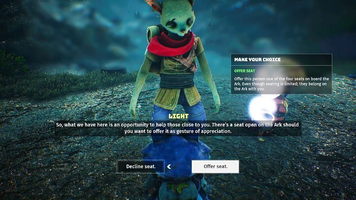 Miejsce na Arce możecie zaoferować osobom, które już pojawiły się na Waszej drodze, lub zachowajcie je dla tych, które dopiero na niej staną - Biomutant: Arka/The Ark - solucja, opis przejścia - Biomutant - poradnik do gry