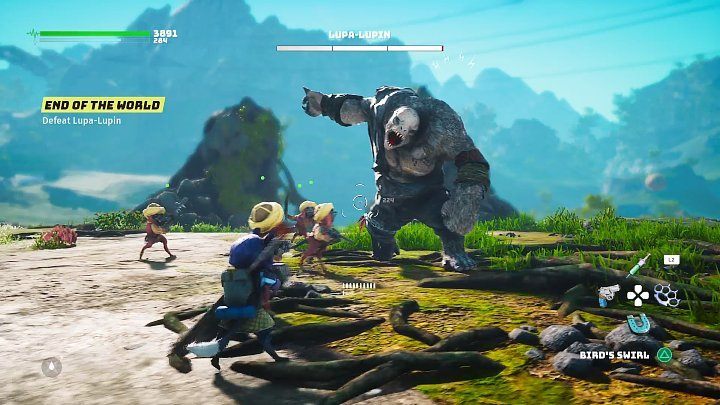 Na początku pierwszej fazy pojedynku z Lupa-Lupinem możecie liczyć na pomoc wojowników sojuszniczego plemienia, którzy natychmiast ruszą do ataku - Biomutant: Koniec Świata/End of the World - solucja, opis przejścia - Biomutant - poradnik do gry