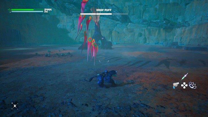 W drugiej fazie pojedynku Puchcio Kopytek zacznie wystrzeliwać pociski ze swojego ogona - Biomutant: Puchcio Kopytek/Hoof Puff - jak pokonać? - Biomutant - poradnik do gry