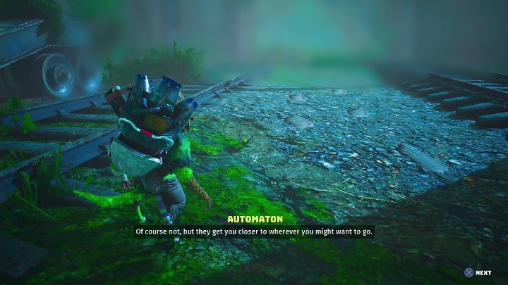 Aby zakończyć to zadanie musicie dotrzeć do torów kolejowych w Ciuchciowni (Chugyard) - Biomutant: Tablice z ogłoszeniami Automatona - solucja, opis przejścia - Biomutant - poradnik do gry