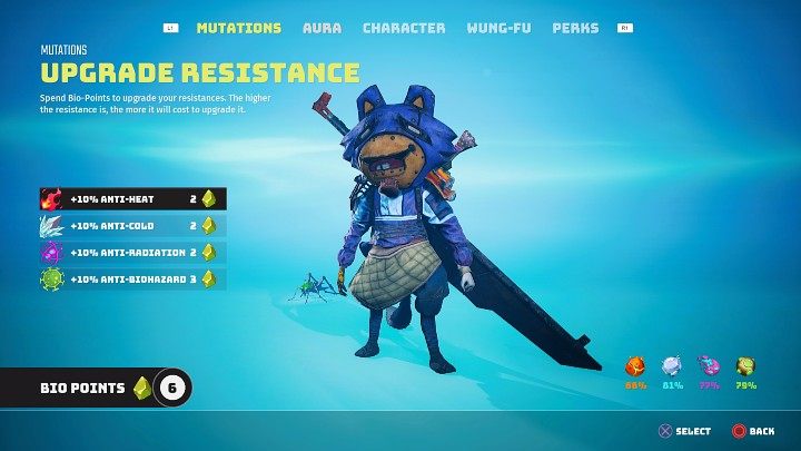 Biopunkty w grze Biomutant mogą być także wydane na ulepszenie odporności bohatera - Biomutant: Mutacje - Biomutant - poradnik do gry