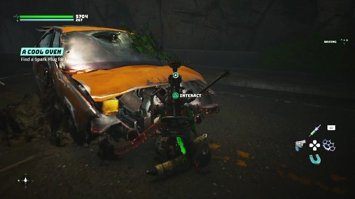 Po wyczyszczeniu tunelu musicie dostać się do auta i zajrzeć pod jego maskę - Biomutant: Ciastek Muffin - solucja, opis przejścia - Biomutant - poradnik do gry