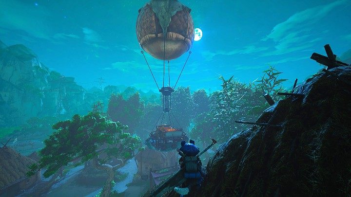 Warsztat jest podwieszony do wielkich balonów i unosi się nad ziemią - Biomutant: Jakości sprzętu - jak zwiększyć? - Biomutant - poradnik do gry
