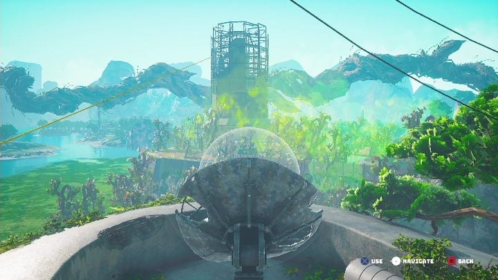 Gdy dostaniecie dostęp do satelity, nakierujcie ją na wieżę, po prawej stronie - Biomutant: Skafander przeciwpromienny - solucja, opis przejścia - Biomutant - poradnik do gry