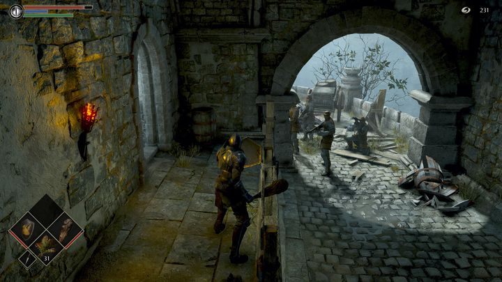 Schodząc w dół, napotkacie kilku przeciwników - Demons Souls Remake: Ścieżka Pana (1-2) - solucja, opis przejścia - Demons Souls Remake - poradnik do gry