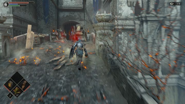 Na samym końcu znajduje się grupa kuszników oraz rycerz z niebieskimi odblaskami na hełmie - Demons Souls Remake: Ścieżka Pana (1-2) - solucja, opis przejścia - Demons Souls Remake - poradnik do gry