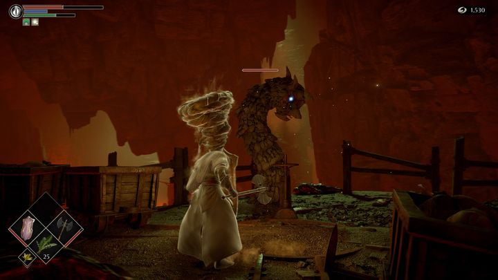 Z ziemi wyłoni się nowy przeciwnik, który jest co prawda zakorzeniony, jednakże zadaje dosyć duże obrażenia i jest całkiem wytrzymały - Demons Souls Remake: Miasto tuneli (2-2) - solucja, opis przejścia - Demons Souls Remake - poradnik do gry