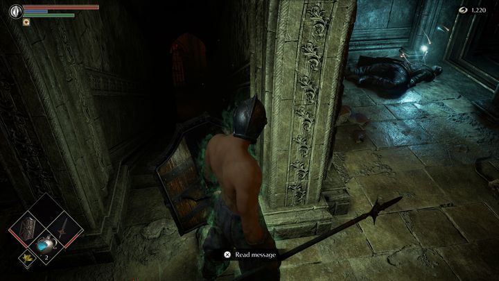 Schodząc w dół, zobaczycie przedmiot oraz dwie ścieżki - Demons Souls Remake: Więzienie Nadziei (3-1) - solucja, opis przejścia - Demons Souls Remake - poradnik do gry