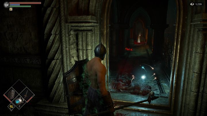 Po przejściu przez mgłę podnieście przedmiot, który znajduje się po drodze, jest to ciężka kusza z amunicją - Demons Souls Remake: Więzienie Nadziei (3-1) - solucja, opis przejścia - Demons Souls Remake - poradnik do gry