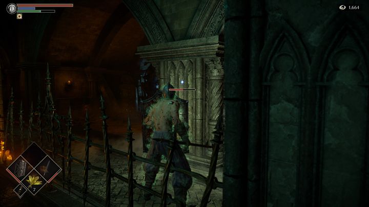 Walcząc z nim, schowajcie się za filarem, aby jego ataki Was nie dosięgały - Demons Souls Remake: Więzienie Nadziei (3-1) - solucja, opis przejścia - Demons Souls Remake - poradnik do gry