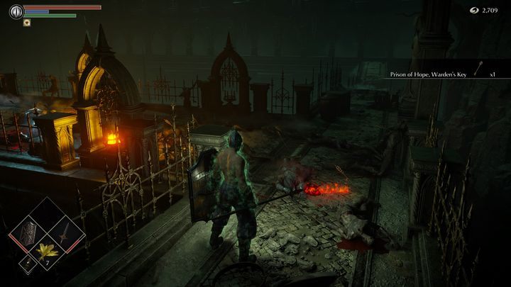 Dlatego zamiast iść dalej, warto cofnąć się do drzwi z poprzednich pięter, aby je odblokować w razie gdyby Wasza postać zginęła - Demons Souls Remake: Więzienie Nadziei (3-1) - solucja, opis przejścia - Demons Souls Remake - poradnik do gry