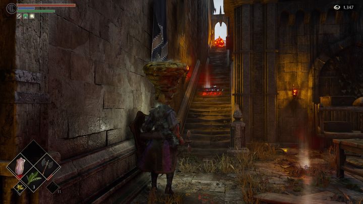 Podobnie jak w poprzednim przypadku, na schodach znajduje się pułapka - Demons Souls Remake: Wewnętrzny Dziedziniec (1-3) - solucja, opis przejścia - Demons Souls Remake - poradnik do gry