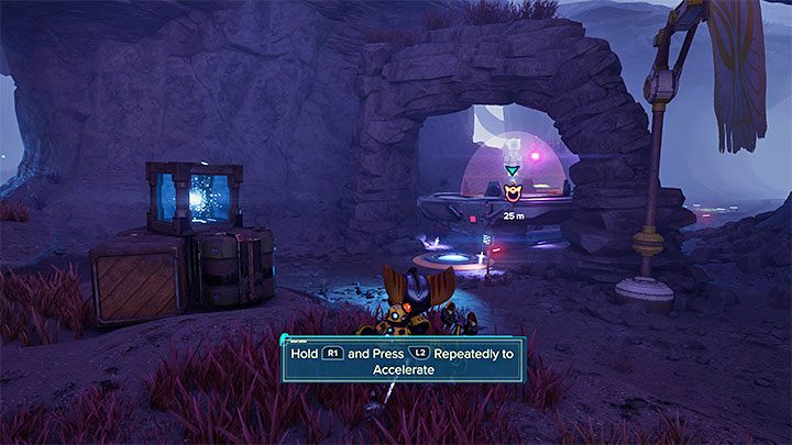 Element pancerza jest na pokładzie statku UFO latającego po wąwozach w północno-wschodniej części mapy - Ratchet & Clank Rift Apart: Savali - znajdźki, lista wszystkich, mapa - Ratchet & Clank Rift Apart - poradnik do gry