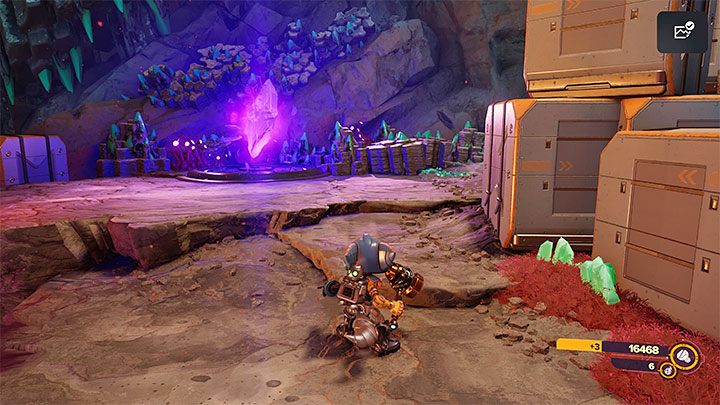 Musicie powrócić do wymiaru przed kataklizmem, udać się na północ i zlokalizować pokazany na obrazku blizon - Ratchet & Clank Rift Apart: Blizar Prime - znajdźki, lista wszystkich, mapa - Ratchet & Clank Rift Apart - poradnik do gry