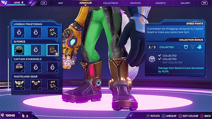 Dla przypomnienia elementy pancerza Załogi Q osłabiają siłę ataków wyprowadzanych przez opryszków Nefariousa - Ratchet & Clank Rift Apart: Blizar Prime - znajdźki, lista wszystkich, mapa - Ratchet & Clank Rift Apart - poradnik do gry