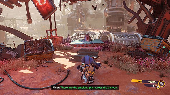 Zdobyciem złotej śrubki musicie zająć się w trakcie jeżdżenia po szynach zlokalizowanych w środkowej części mapy - Ratchet & Clank Rift Apart: Torren IV - znajdźki, lista wszystkich, mapa - Ratchet & Clank Rift Apart - poradnik do gry