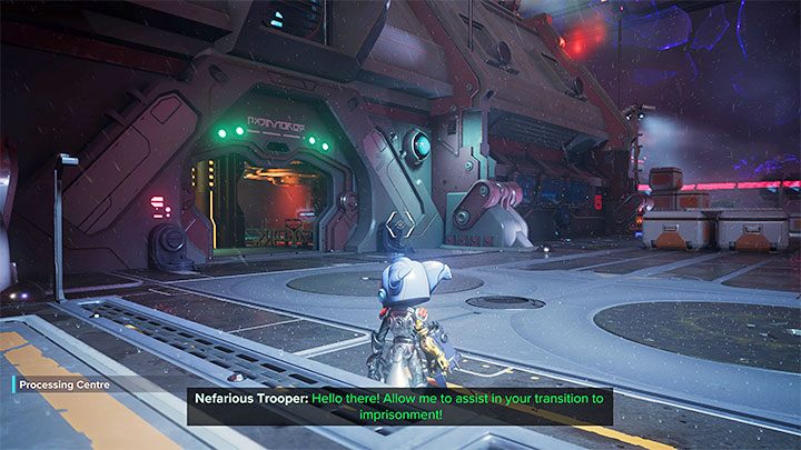 Miś jest wewnątrz budynku centrum przetwarzania, w którym w początkowej części misji przetrzymywani są Ratchet i Kit - Ratchet & Clank Rift Apart: Misie/CraiggerBear - lista pluszowych misiów - Ratchet & Clank Rift Apart - poradnik do gry