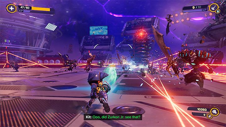 Do wygrania tej bitwy postarajcie się używać najlepszych posiadanych broni - Ratchet & Clank Rift Apart: Arena, Srebrny puchar - solucja, wszystkie walki - Ratchet & Clank Rift Apart - poradnik do gry