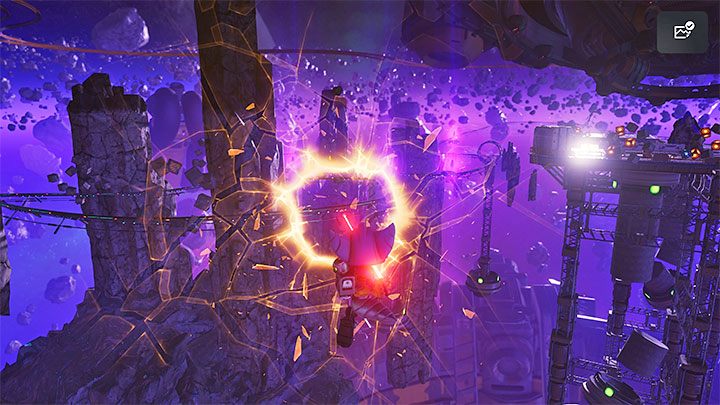 Po wykonaniu wszystkich skoków wciśnijcie ponownie L1 żeby przyciągnąć się do szczeliny - Ratchet & Clank Rift Apart: Naprawienie anomalii i dotarcie do wiertła - solucja - Ratchet & Clank Rift Apart - poradnik do gry