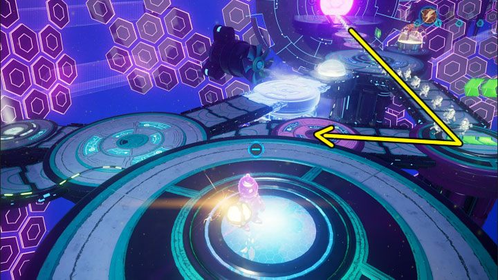 Na półce, z której zabraliście elektryczną sferę, jest też płyta naciskowa - Ratchet & Clank Rift Apart: Clank, Powrót na Savali - rozwiązania zagadek, lista - Ratchet & Clank Rift Apart - poradnik do gry
