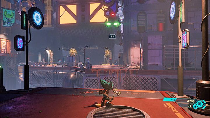 Musicie rozpocząć od rozprawienia się z grupą robotów, które pojawiły się wewnątrz klubu - Ratchet & Clank Rift Apart: Odwiedziny w Klubie Nefarious - solucja - Ratchet & Clank Rift Apart - poradnik do gry