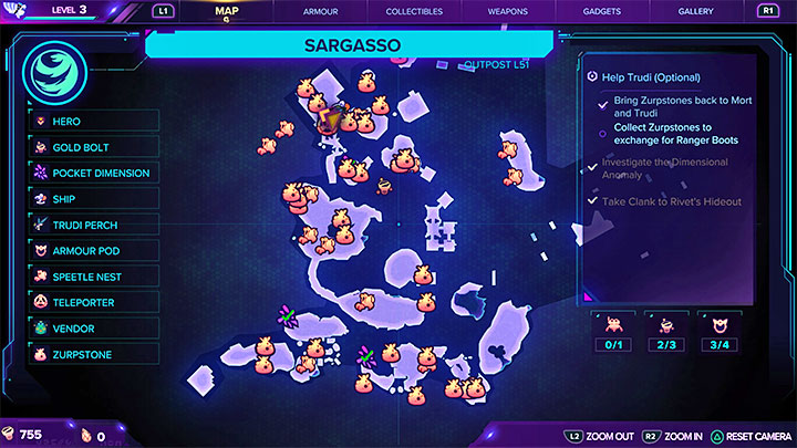 Przyniesienie 15 zurpników nie zakończy pobocznego questu - Ratchet & Clank Rift Apart: Powrót na Sargasso, Trudi - solucja, opis przejścia - Ratchet & Clank Rift Apart - poradnik do gry