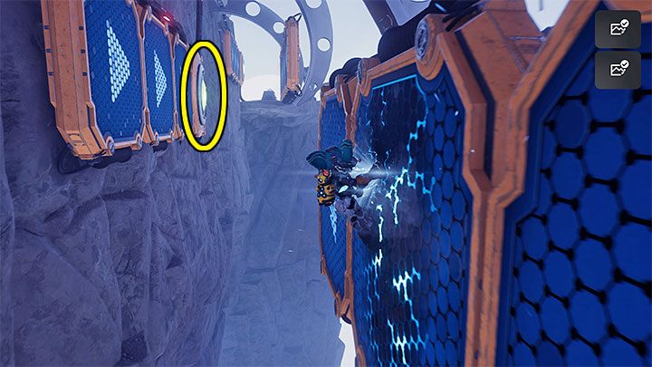 W trakcie biegania po ścianach zadbajcie o to żeby nie odbić się zbyt wcześnie od danej grupy ścian - Ratchet & Clank Rift Apart: Zdobycie wiedzy lombaków - solucja, kapliczki - Ratchet & Clank Rift Apart - poradnik do gry