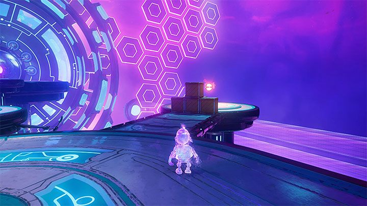 Zacznijcie od zniszczenia skrzynek, za którymi znajdziecie sferę podniesienia (Lift Sphere) - Ratchet & Clank Rift Apart: Clank, Sargasso - rozwiązania zagadek, lista - Ratchet & Clank Rift Apart - poradnik do gry