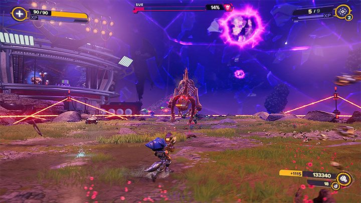 Drugi dodatkowy pojedynek z Nieumarłym Grunthorem ma opcjonalny charakter - Ratchet & Clank Rift Apart: Sue, Chmura Szczątków Scarstu - jak pokonać? - Ratchet & Clank Rift Apart - poradnik do gry