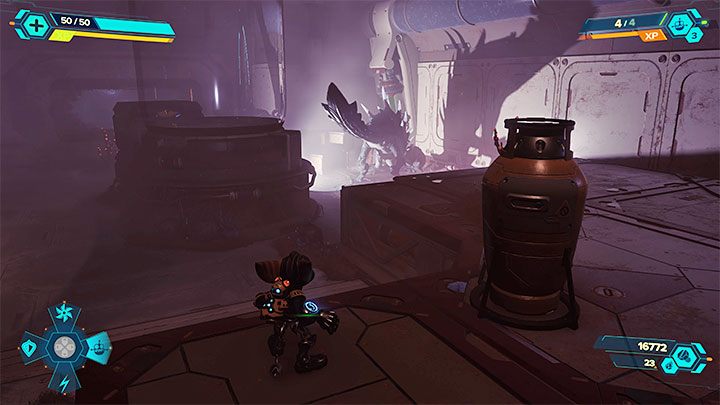 Czeka Was pierwsze spotkanie z Woltem (Juice), czyli dużą kreaturą zamieszkującą badany podziemny kompleks - Ratchet & Clank Rift Apart: Naprawienie kuźni - solucja - Ratchet & Clank Rift Apart - poradnik do gry