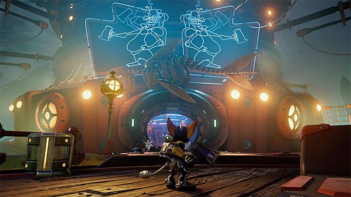 Skorzystajcie z zaczepu żeby doskoczyć do sąsiedniego drugiego statku piratów - Ratchet & Clank Rift Apart: Poszukiwania skarbu - solucja - Ratchet & Clank Rift Apart - poradnik do gry