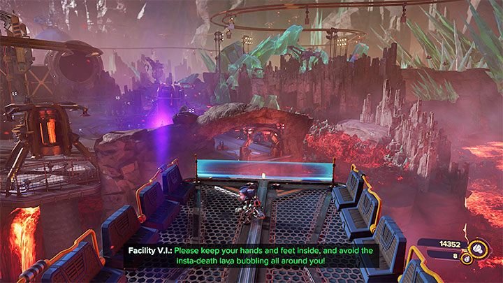 Po walkach ustawcie się na dużej platformie, która rozpocznie podróż do centrum górniczego - Ratchet & Clank Rift Apart: Wyłączenie blokady i dotarcie do górników - solucja - Ratchet & Clank Rift Apart - poradnik do gry