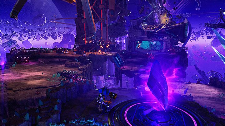 Zanim zajmiecie się głównym i pobocznym celem misji rozejrzyjcie się po obozie górników - Ratchet & Clank Rift Apart: Wyłączenie blokady i dotarcie do górników - solucja - Ratchet & Clank Rift Apart - poradnik do gry