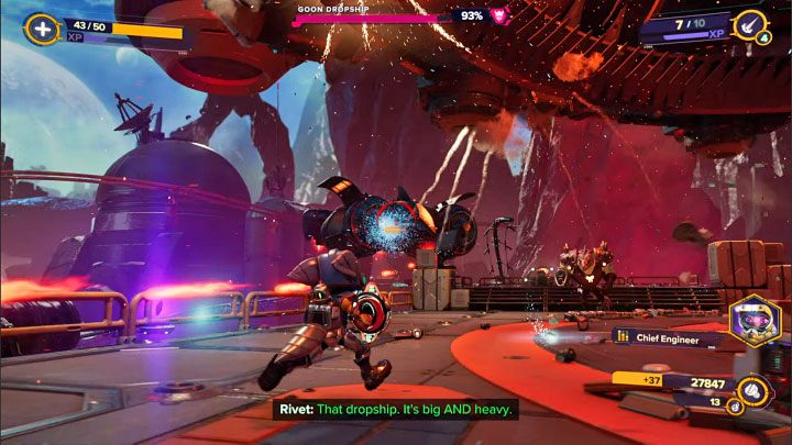 Co do samego desantowca, unikajcie przede wszystkim jego laserowych ataków - Ratchet & Clank Rift Apart: Zdobycie kwarca fazowego i ucieczka - solucja - Ratchet & Clank Rift Apart - poradnik do gry