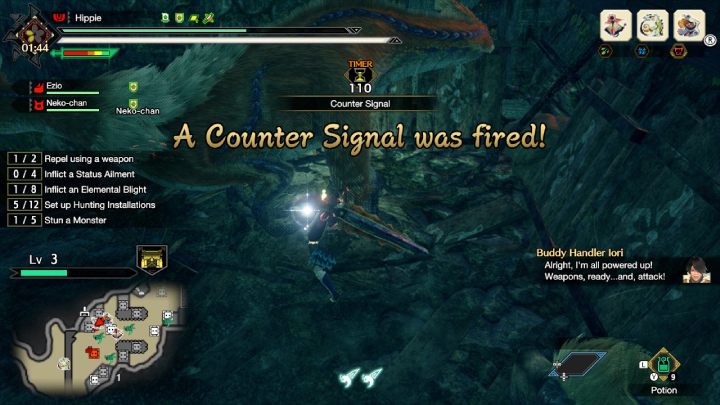 Podczas zmagania się z falami potworów, co jakiś czas będzie aktywował się sygnał kontrataku - Monster Hunter Rise: Furia S rank - jak zdobyć? - Monster Hunter Rise - poradnik do gry