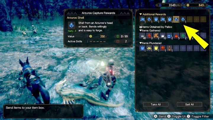Na końcu misji dostaniecie informacje o częściach z potwora jakie zdobyliście po jego pojmaniu - Monster Hunter Rise: Potwór - jak złapać? - Monster Hunter Rise - poradnik do gry