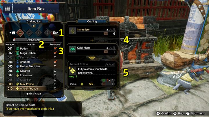 {ramkazielona}Znaki zapytania zamiast nazw oznaczają, że jeszcze nie wytworzyliście danego przedmiotu - Monster Hunter Rise: Przedmioty - jak tworzyć? - Monster Hunter Rise - poradnik do gry